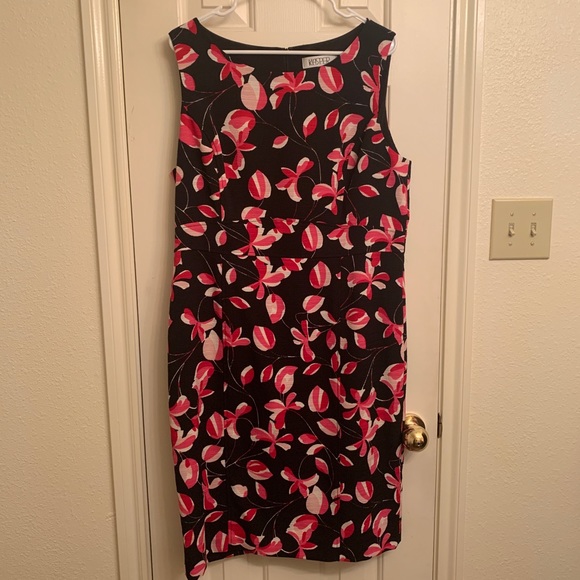 Kasper Dresses & Skirts - Kasper Black Red Pinks Floral Print Dress 14